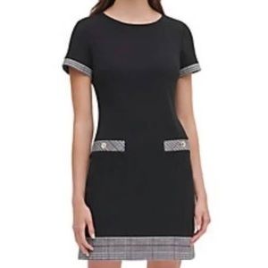 Tommy Hilfiger Black Plaid Trim Dress